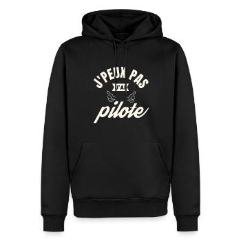 J Peux Pas J Ai Pilote - Sweat à capuche Premium bio Homme - noir - Devant - Nico (187cm)