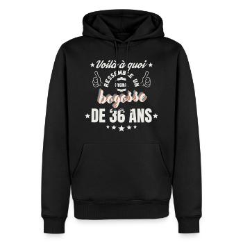 Teeshirt Bogosse de 36 ans humour - Sweat à capuche Premium bio Homme - noir - Devant - Nico (187cm)