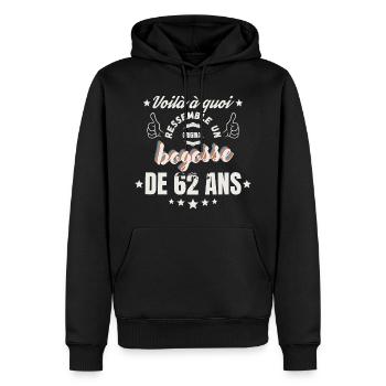 Teeshirt Bogosse de 62 Ans - Sweat à capuche Premium bio Homme - noir - Devant - Nico (187cm)