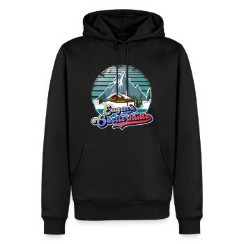 Eugen's Obstlerhütte - Männer Premium Bio Hoodie - Schwarz - Vorne - Nico (187cm)