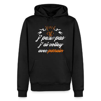 j peux pas j ai volley avec parrain - Sweat à capuche Premium bio Homme - noir - Devant - Nico (187cm)