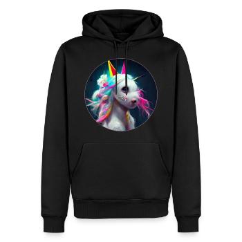 Glitzer Party Einhorn mit Regenbogen Mähne - Männer Premium Bio Hoodie - Schwarz - Vorne - Nico (187cm)