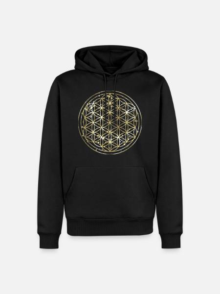 Flower of Life gold - Men’s Premium Organic Hoodie - black