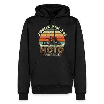 j peux pas j ai moto vintage - Sweat à capuche Premium bio Homme - noir - Devant - Nico (187cm)
