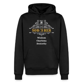 Sorcier | Donjons n Dragons, DSA, RPG - Sweat à capuche Premium bio Homme - noir - Devant - Nico (187cm)