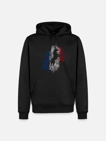 Ombre Cheval Fumée Bleu Blanc Rouge - Sweat à capuche Premium bio Homme - noir