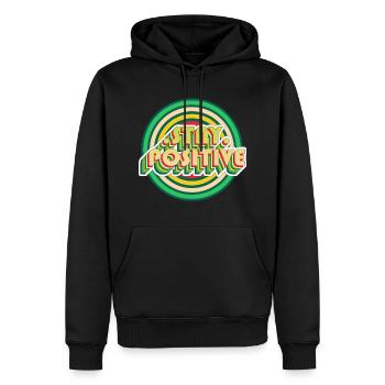 Restez positif - Sweat à capuche Premium bio Homme - noir - Devant - Nico (187cm)