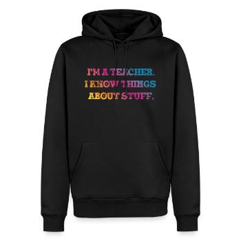 Cadeau de citation de l’enseignant - Sweat à capuche Premium bio Homme - noir - Devant - Nico (187cm)
