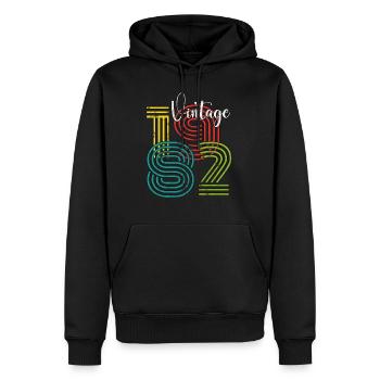 Millésime 1982 - Sweat à capuche Premium bio Homme - noir - Devant - Nico (187cm)
