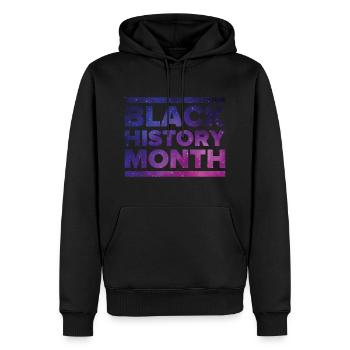 Galaxie du Mois de l’histoire des Noirs - Sweat à capuche Premium bio Homme - noir - Devant - Nico (187cm)