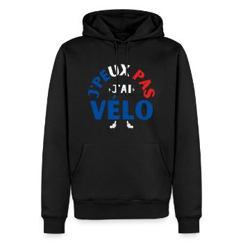 J'Peux Pas J'Ai Vélo - Sweat à capuche Premium bio Homme - noir - Devant - Nico (187cm)