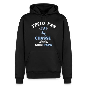 j peux pas j ai chasse avec mon papa - Sweat à capuche Premium bio Homme - noir - Devant - Nico (187cm)