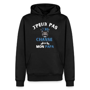 J'peux Pas j ai chasse avec mon papa cadeau chasse - Sweat à capuche Premium bio Homme - noir - Devant - Nico (187cm)