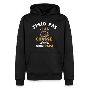 j peux pas j ai chasse avec mon papa - Sweat à capuche Premium bio Homme - noir - Devant - Nico (187cm)