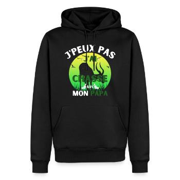 j peux pas j ai chasse avec mon papa vintage - Sweat à capuche Premium bio Homme - noir - Devant - Nico (187cm)