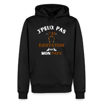 J'Peux Pas J'Ai équitation avec mon papa - Sweat à capuche Premium bio Homme - noir - Devant - Nico (187cm)