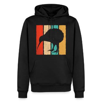 Vintage Kiwi Bird Lover Retro Style Kiwi Bird - Men’s Premium Organic Hoodie - black - Front - Nico (187cm)