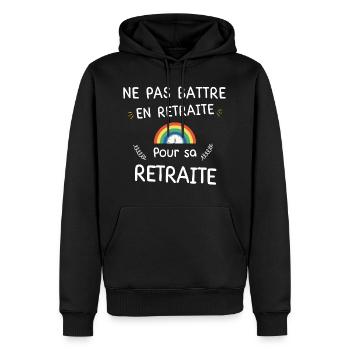 Ne pas Battre en Retraite Pour sa Retraite - Sweat à capuche Premium bio Homme - noir - Devant - Nico (187cm)