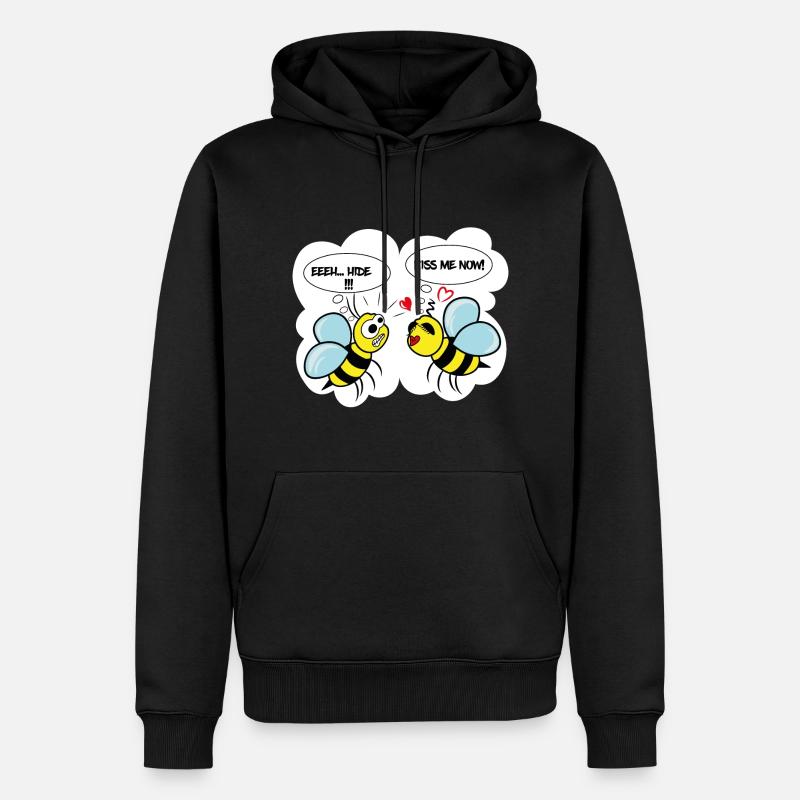 Comic-Biene - Männer Premium Bio Hoodie - Schwarz
