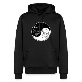 Süße schwarz-weiße Yin Yang Katze - Männer Premium Bio Hoodie - Schwarz - Vorne - Nico (187cm)