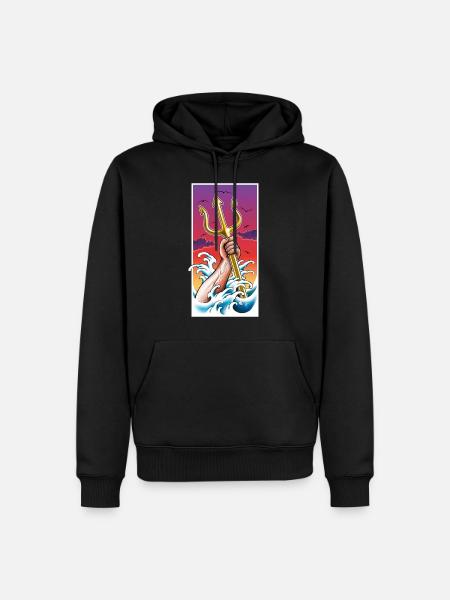 Poseidon Sea God Underwater With Trident In Hand - Men’s Premium Organic Hoodie - black