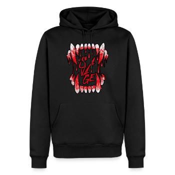 Gruselige Wolfszähne mit Blut - Männer Premium Bio Hoodie - Schwarz - Vorne - Nico (187cm)