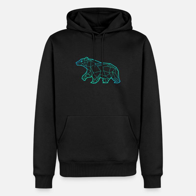 Ours line art géométrique - Sweat à capuche Premium bio Homme - noir
