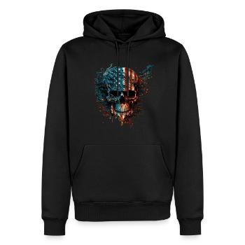 American Skull, USA flag Skull, black design. - Men’s Premium Organic Hoodie - black - Front - Nico (187cm)