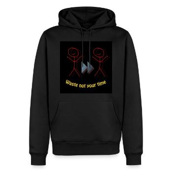 Your time is running out - Men’s Premium Organic Hoodie - black - Front - Nico (187cm)