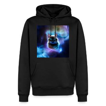 Katze im Weltraum - Männer Premium Bio Hoodie - Schwarz - Vorne - Nico (187cm)