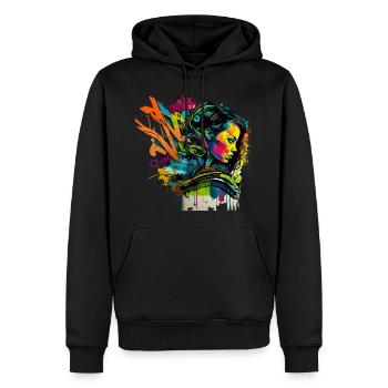 Urban Art im Graffiti-Stil - Männer Premium Bio Hoodie - Schwarz - Vorne - Nico (187cm)