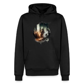 city in an artistic - Sweat à capuche Premium bio Homme - noir - Devant - Nico (187cm)