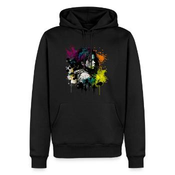 Ein von Street Art inspiriertes Bild - Männer Premium Bio Hoodie - Schwarz - Vorne - Nico (187cm)