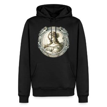 A design with a classic art theme, such as a paint - Sweat à capuche Premium bio Homme - noir - Devant - Nico (187cm)