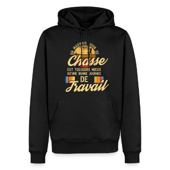 Cadeau pour Chasseur Un mauvais jour de Chasse - Sweat à capuche Premium bio Homme - noir - Devant - Nico (187cm)