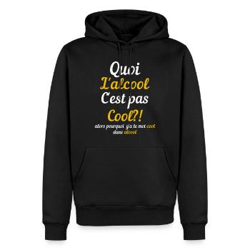 L'Alcool C'est pas Cool - Sweat à capuche Premium bio Homme - noir - Devant - Nico (187cm)