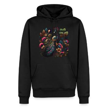Peacock in The Garden - Men’s Premium Organic Hoodie - black - Front - Nico (187cm)