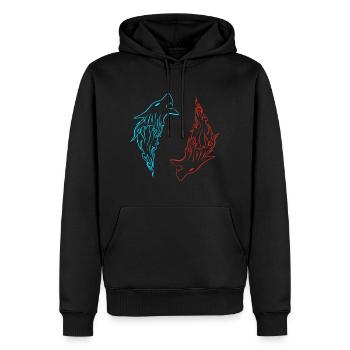 Nordic Wolf FENRIR symmetrisch zweifarbig - Männer Premium Bio Hoodie - Schwarz - Vorne - Nico (187cm)