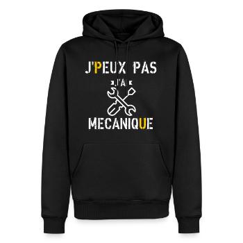 J Peux Pas J ai Mécanique - Sweat à capuche Premium bio Homme - noir - Devant - Nico (187cm)