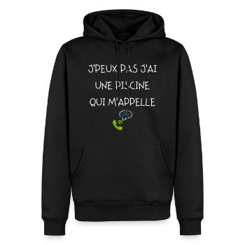 J peux pas j ai une piscine qui m appelle - Sweat à capuche Premium bio Homme - noir - Devant - Nico (187cm)