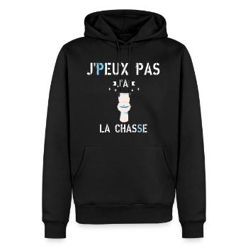 J Peux pas J Ai La Chasse - Sweat à capuche Premium bio Homme - noir - Devant - Nico (187cm)