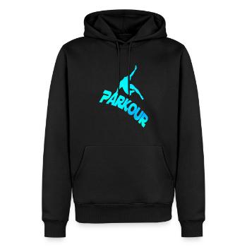 Parkour addict logo - Sweat à capuche Premium bio Homme - noir - Devant - Nico (187cm)