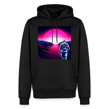 Astronaut Cyber Sunset Pink Gradient - - Men’s Premium Organic Hoodie - black - Front - Nico (187cm)