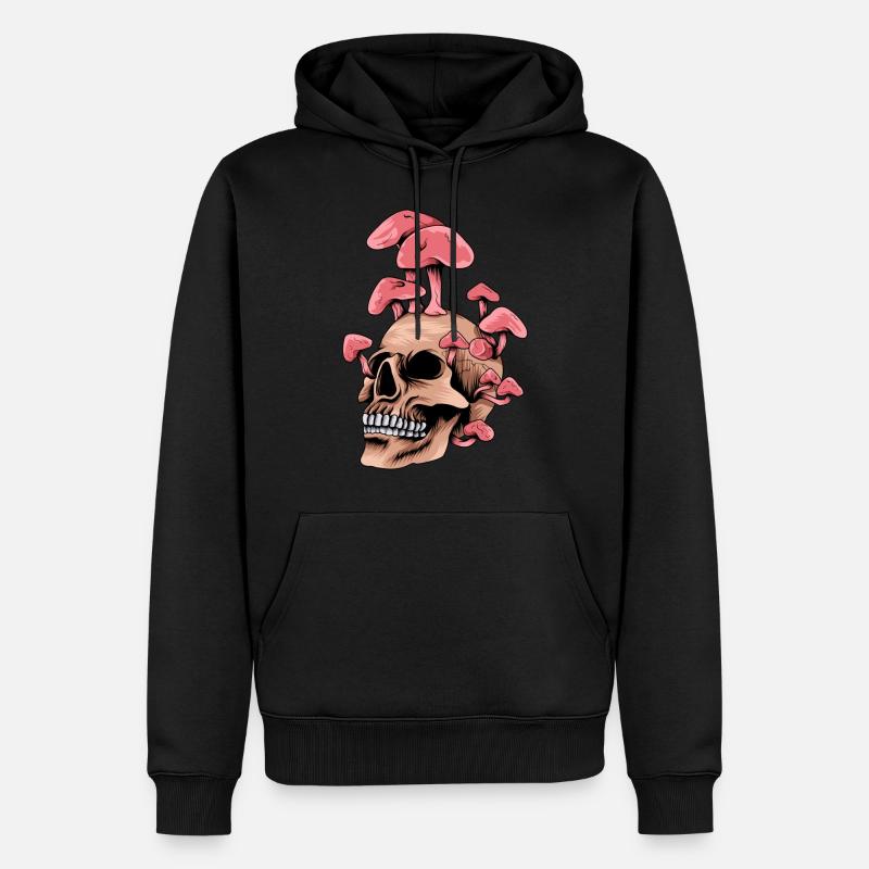 PILZ-SKULL - Männer Premium Bio Hoodie - Schwarz