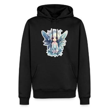Petite fée des glaces avec couronne de fleurs - Sweat à capuche Premium bio Homme - noir - Devant - Nico (187cm)