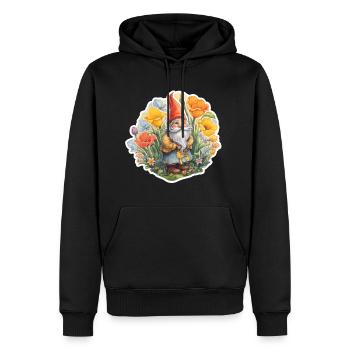 Nain dans une prairie fleurie - Sweat à capuche Premium bio Homme - noir - Devant - Nico (187cm)