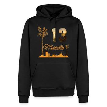 Marseille 13 - Männer Premium Bio Hoodie - Schwarz - Vorne - Nico (187cm)