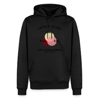 TRIPACK COLORS VIN DE FRANCE - Sweat à capuche Premium bio Homme - noir - Devant - Nico (187cm)