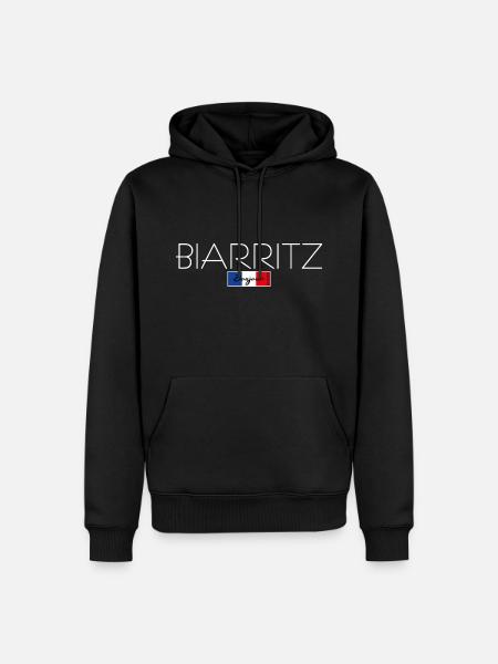 BIARRITZ FRANCE VACANCES FÊTE D’ÉTÉ (w) - Sweat à capuche Premium bio Homme - noir