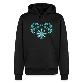 Vegvisir Hugin und Munin Neon-Wikinger - Männer Premium Bio Hoodie - Schwarz - Vorne - Nico (187cm)